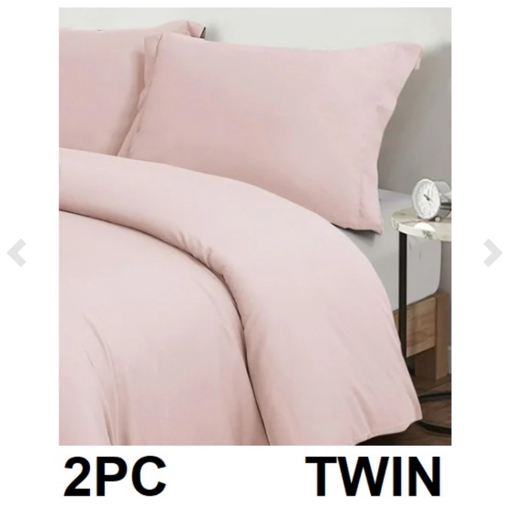 Wrinkle Twin Duvet Cover Set Blush Pink 2-Piece Brand New